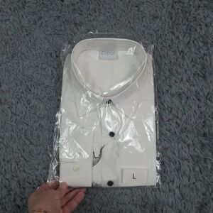 Copes Dress Shirt Mens Large White Animal Print Long Sleeve Button Front NWT